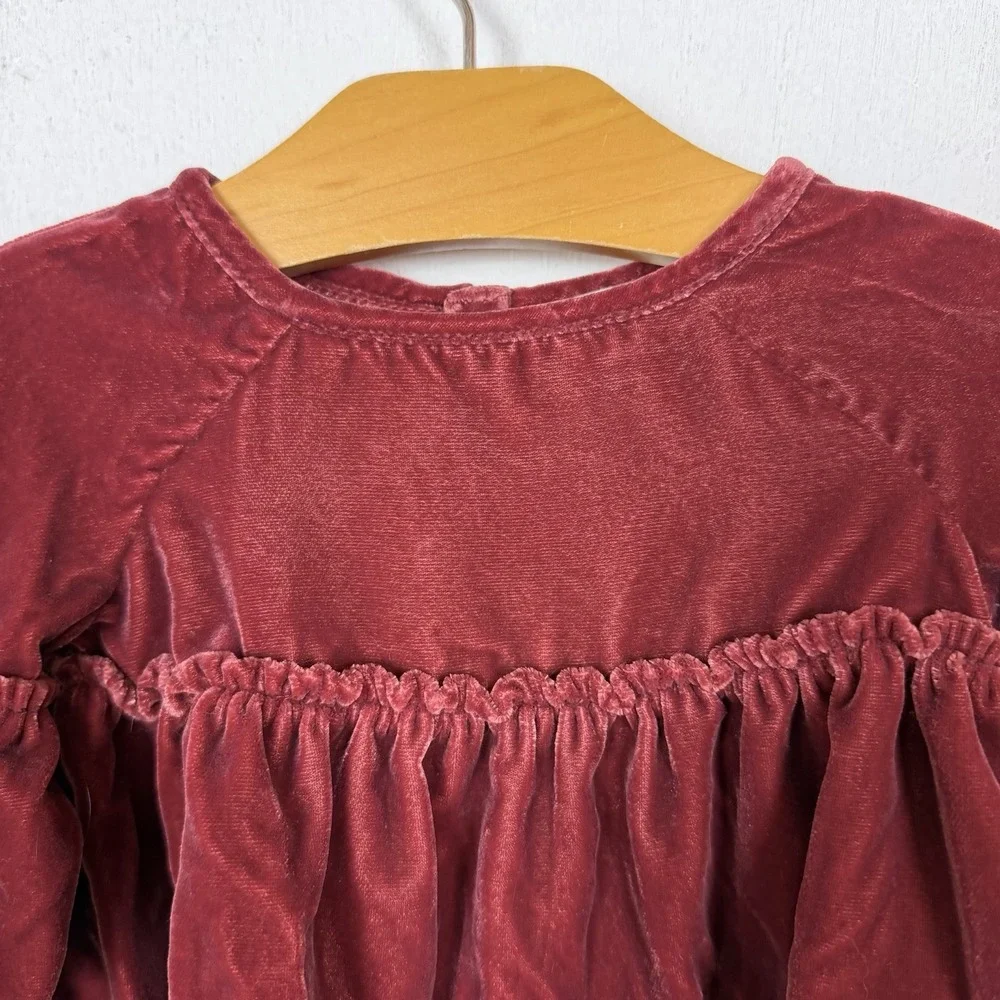 Banana‎ Republic Baby Top Velvet Ruffle Sleeves Hem Rust Color Princess 3-6 Mo